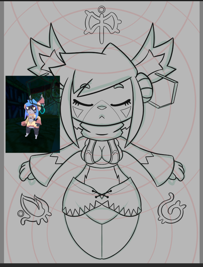 Fol_ink's tweet image. A small preview of what I've drawn, I haven't finished Vivian since I've been playing Deltarune. 😂
I changed the life rune to the 3 runes in each corner, it seems to look much better and cleaner.
#Atlyss #atlyssfanart #WIP
