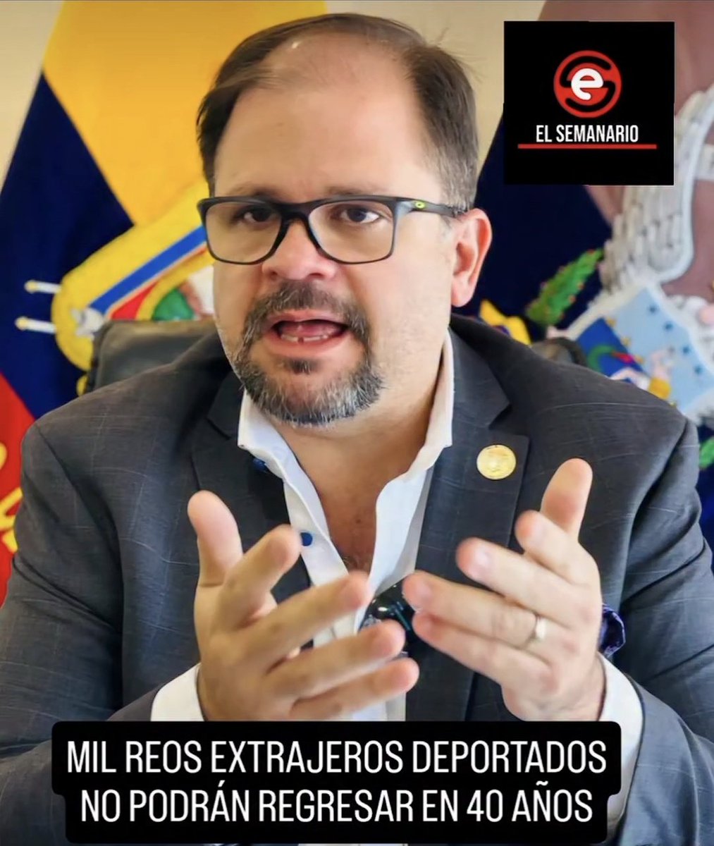 elsemanarioec's tweet image. 🚨 El ministro Jhon Reimberg anunció la deportación de 1.000 extranjeros que cumplieron condena por delitos como robo y narcotráfico. Tendrán prohibido ingresar al país por 40 años.
“No vamos a permitir que el terror cruce nuestras fronteras. Seguiremos firmes”. #EcuadorSegur