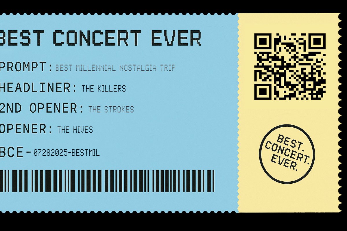 Crookshank101's tweet image. Here’s my lineup for “Best Millennial Nostalgia Trip” 🎶🔥 Vote for it: bestconcertevergame.com/?vote=415e492a… or submit your own! #bestconcertever