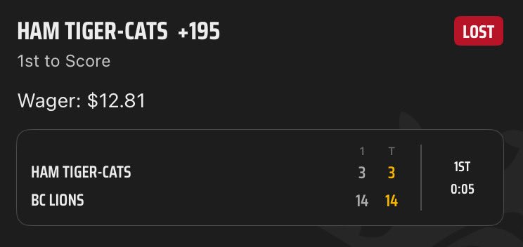 VinnieMeatballs's tweet image. 🚨 11.5% ARB 🚨

FanDuel: British Columbia Lions to Score First -120 - $20 to win $36.67 = $16.67 profit

DraftKings: Ham-Tiger Cats to Score First +195 - $12.81 to win $37.79 = 24.98 profit

FanDuel won so $16.67 - $12.81 =$3.86 profit

There will be people who look at this and…
