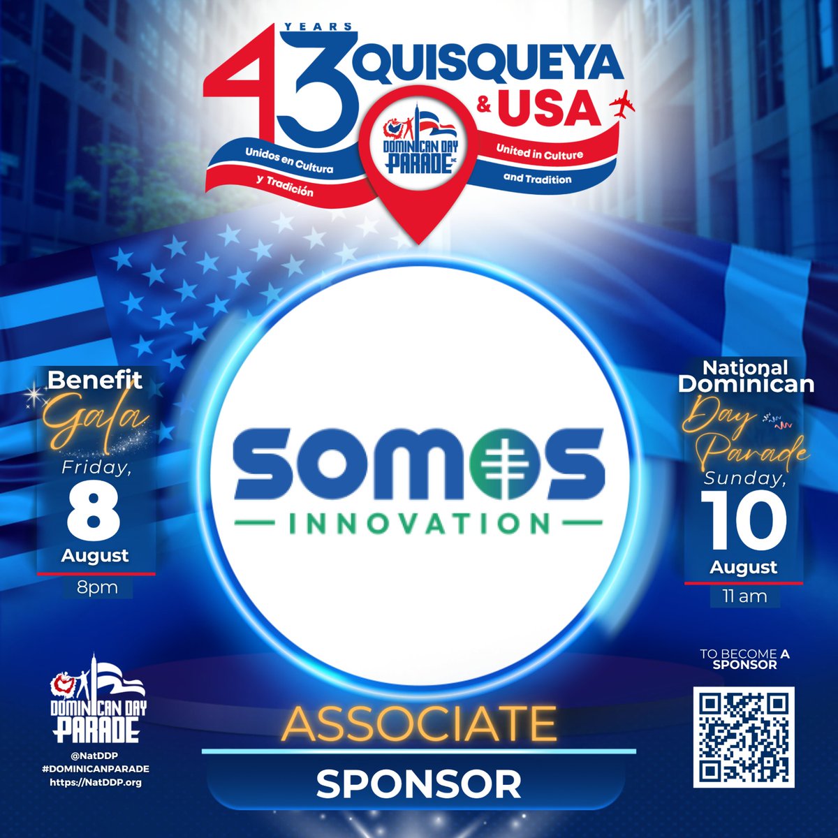 🇩🇴Quisqueya &amp; 🇺🇸USA: United in Culture and Tradition
Thanks to our Associate Sponsor ! 💙
🎉 43rd #DominicanDayParade
🗓 Aug 8: Gala | 📍Greentree
🗓 Aug 10: Parade | 📍6th Ave, NYC
Follow <a href="/NatDDP/">National Dominican Day Parade</a>

Support us—every donation counts! 🙌
#NatDDP #DRParade #QuisqueyaAndUSA
