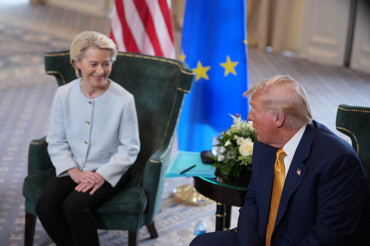 6/ Now it's time to get right on trade. And Europe caved again.

Faced with Trump’s threat of a 30% tariff, EU President Ursula von der Leyen folded.

She admitted the “heavy lifting” was worth it to avoid economic collapse.

Trump called their bluff AGAIN. And won.