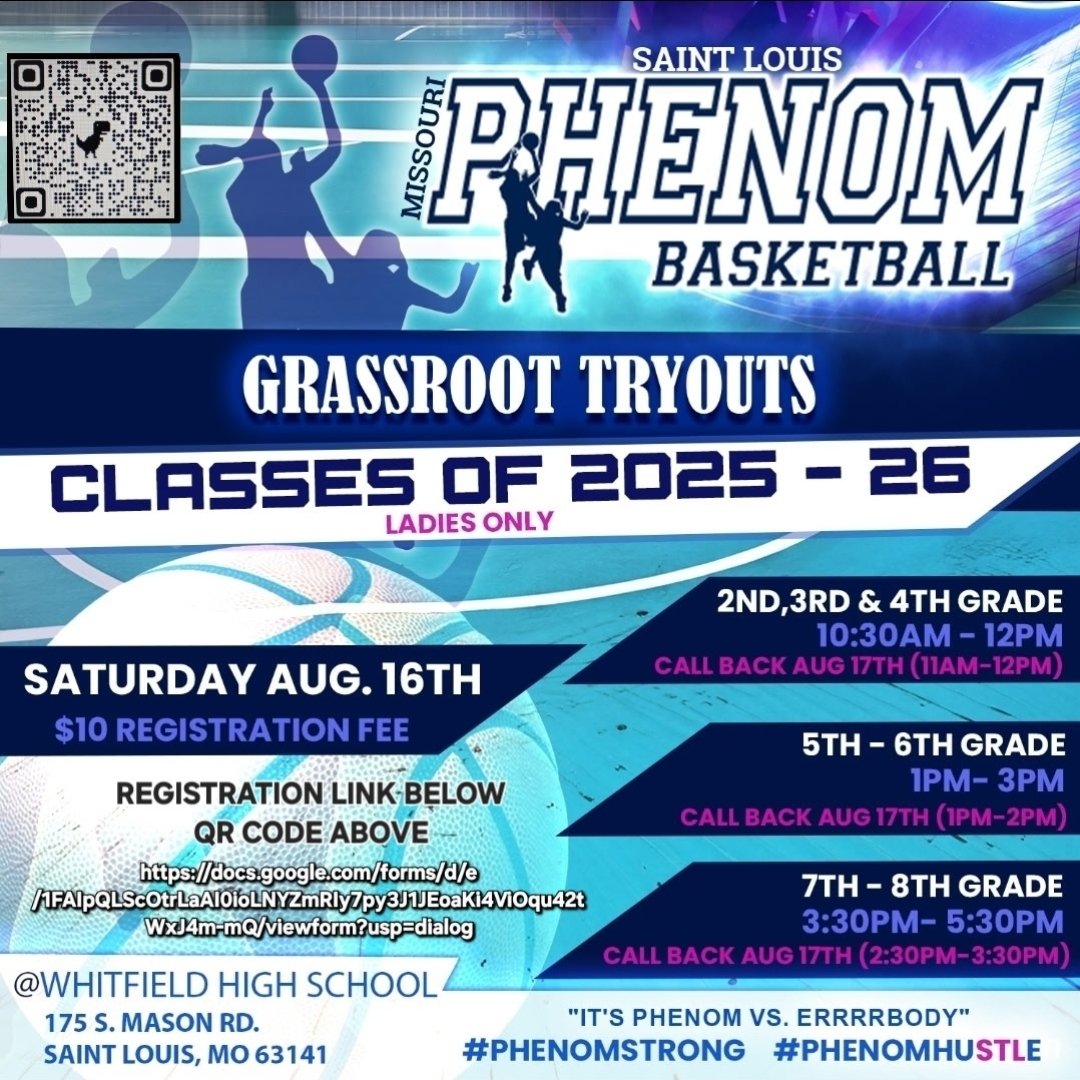 Coach Santana STL (@coachsantanastl) on Twitter photo 🚨 OPEN TRYOUTS 🚨
The MO Phenom STL Grassroots Program is holding open tryouts!
Do you have what it takes to play with & against best? This is a traveling & highly competitive organization.
Let’s get it. 
#PhenomStrong 🏀💪🏾
docs.google.com/forms/d/e/1FAI… 🚨 OPEN TRYOUTS 🚨
The MO Phenom STL Grassroots Program is holding open tryouts!
Do you have what it takes to play with & against best? This is a traveling & highly competitive organization.
Let’s get it. 
#PhenomStrong 🏀💪🏾
docs.google.com/forms/d/e/1FAI…