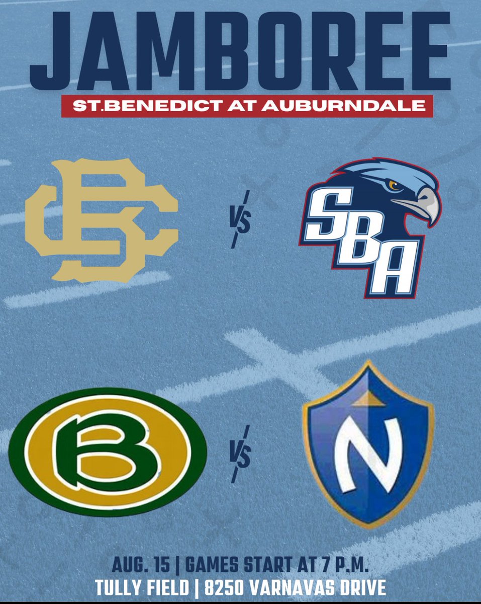 SBAEaglesFootball (@sbaeaglesfb) on Twitter photo We look forward to hosting 3 Great schools in our Jamboree! This night is about competing with the best! Come join in on the fun! <a href="/johnvarlas/">John Varlas</a> <a href="/sportszonetv1/">Memphis SportsZone</a> <a href="/SBA_Eagles/">THE NEST</a> <a href="/KevinCobbs/">Coach Kevin “Kj” Cobbs</a> <a href="/MitchMmcdaniel/">Mitch mcdaniel</a> <a href="/memphissports/">CA Sports</a> <a href="/CBHS_Football/">CBHS Football</a> <a href="/Football_BCS/">Briarcrest Football</a> <a href="/NORTHPOINTFB/">Northpoint Football</a> We look forward to hosting 3 Great schools in our Jamboree! This night is about competing with the best! Come join in on the fun! <a href="/johnvarlas/">John Varlas</a> <a href="/sportszonetv1/">Memphis SportsZone</a> <a href="/SBA_Eagles/">THE NEST</a> <a href="/KevinCobbs/">Coach Kevin “Kj” Cobbs</a> <a href="/MitchMmcdaniel/">Mitch mcdaniel</a> <a href="/memphissports/">CA Sports</a> <a href="/CBHS_Football/">CBHS Football</a> <a href="/Football_BCS/">Briarcrest Football</a> <a href="/NORTHPOINTFB/">Northpoint Football</a>