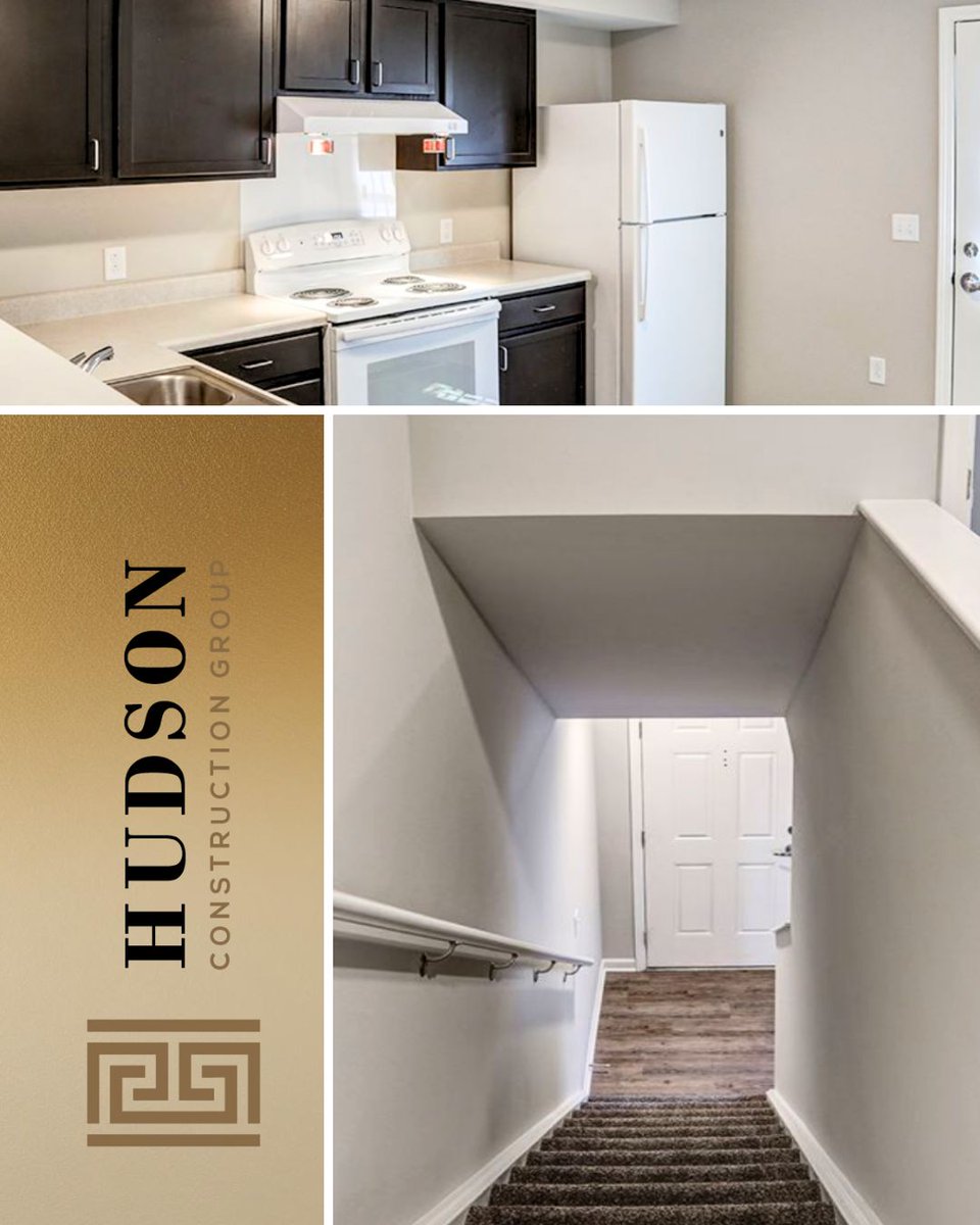 HudsonGroup's tweet photo. Check out this stunning renovation of the kitchen and stairway at Emerald Gardens. Our dedicated team at Hudson Construction Group is proud to enhance the living experience in West Virginia. Discover the difference a beautifully designed space can make. 
 #Renovation #fypシ https://t.co/PttKqItkvu