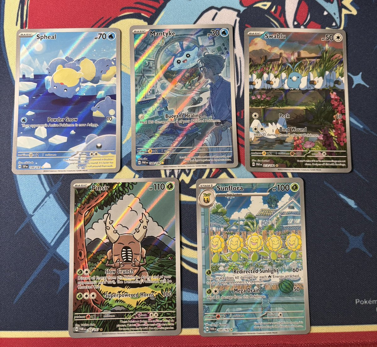 PokemonJosh2886's tweet image. Lot 22:
Spheal: $6
Mantyke: $15
Swablu: $10
Pinsir: $7
Sunflora: $5
$1 PWE $5 BMWT