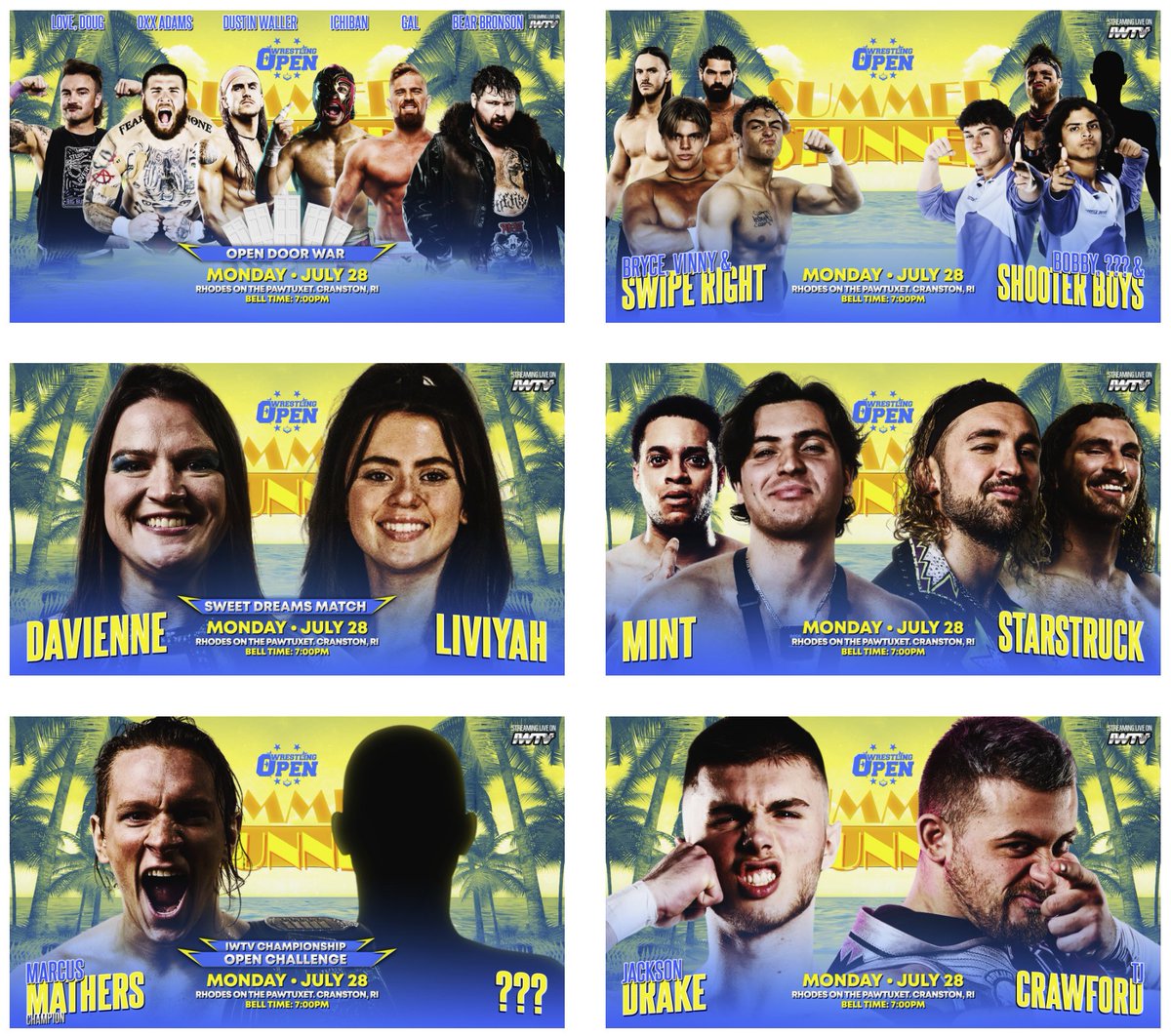 TOMORROW NIGHT: <a href="/WrestlingOpenRI/">Wrestling Open RI</a> "Summer Stunner" Night 1 at Rhodes On The Pawtuxet in Cranston, RI!

Limited front row seats remain: beyondwrestlingonline.com/rhodes

Featuring:
-Open Door War
-<a href="/MarcusMathers1/">Marcus Mathers | マーカス・マザーズ</a> vs. ?
-<a href="/BryceDShook/">Bryce Donovan</a>/<a href="/isThatVsK/">VsK</a>/#SwipeRight vs. <a href="/TheBobbyOrlando/">Bobby Orlando</a>/#ShooterBoys/?