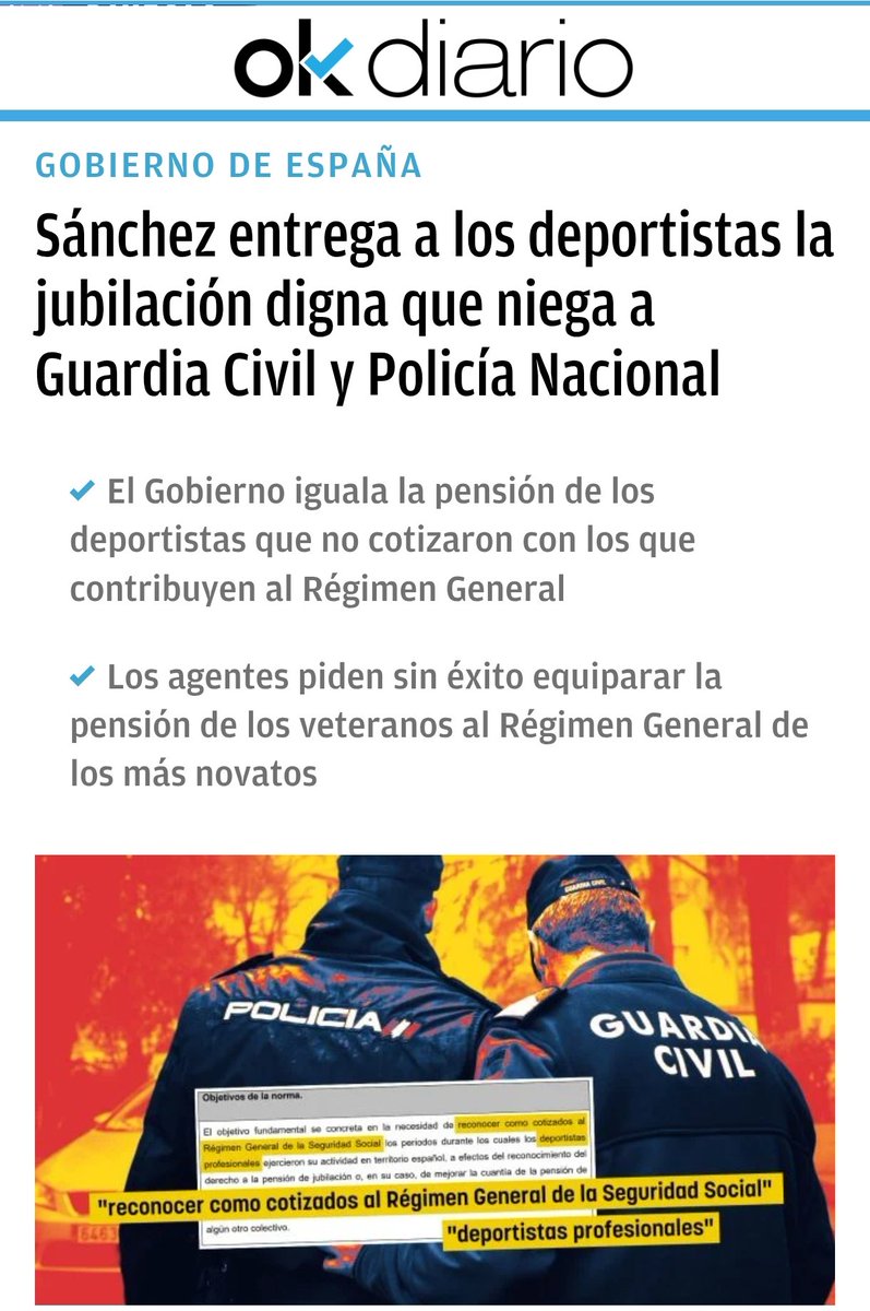 CEP Policia Malaga (@cepoliciamalaga) on Twitter photo El GOBIERNO regala pensiones a deportistas que ni cotizaron,
mientras abandona a <a href="/policia/">Policía Nacional</a> y <a href="/guardiacivil/">Guardia Civil</a> que sí dieron todo por España 🇪🇸
💪 Es hora de actuar:
✅ Exige a tu sindicato el #ConflictoColectivo,como lo hace <a href="/cep_cepolicia/">CEP</a>
🆘 Si no luchamos, nos condenan al olvido😡 El GOBIERNO regala pensiones a deportistas que ni cotizaron,
mientras abandona a <a href="/policia/">Policía Nacional</a> y <a href="/guardiacivil/">Guardia Civil</a> que sí dieron todo por España 🇪🇸
💪 Es hora de actuar:
✅ Exige a tu sindicato el #ConflictoColectivo,como lo hace <a href="/cep_cepolicia/">CEP</a>
🆘 Si no luchamos, nos condenan al olvido😡