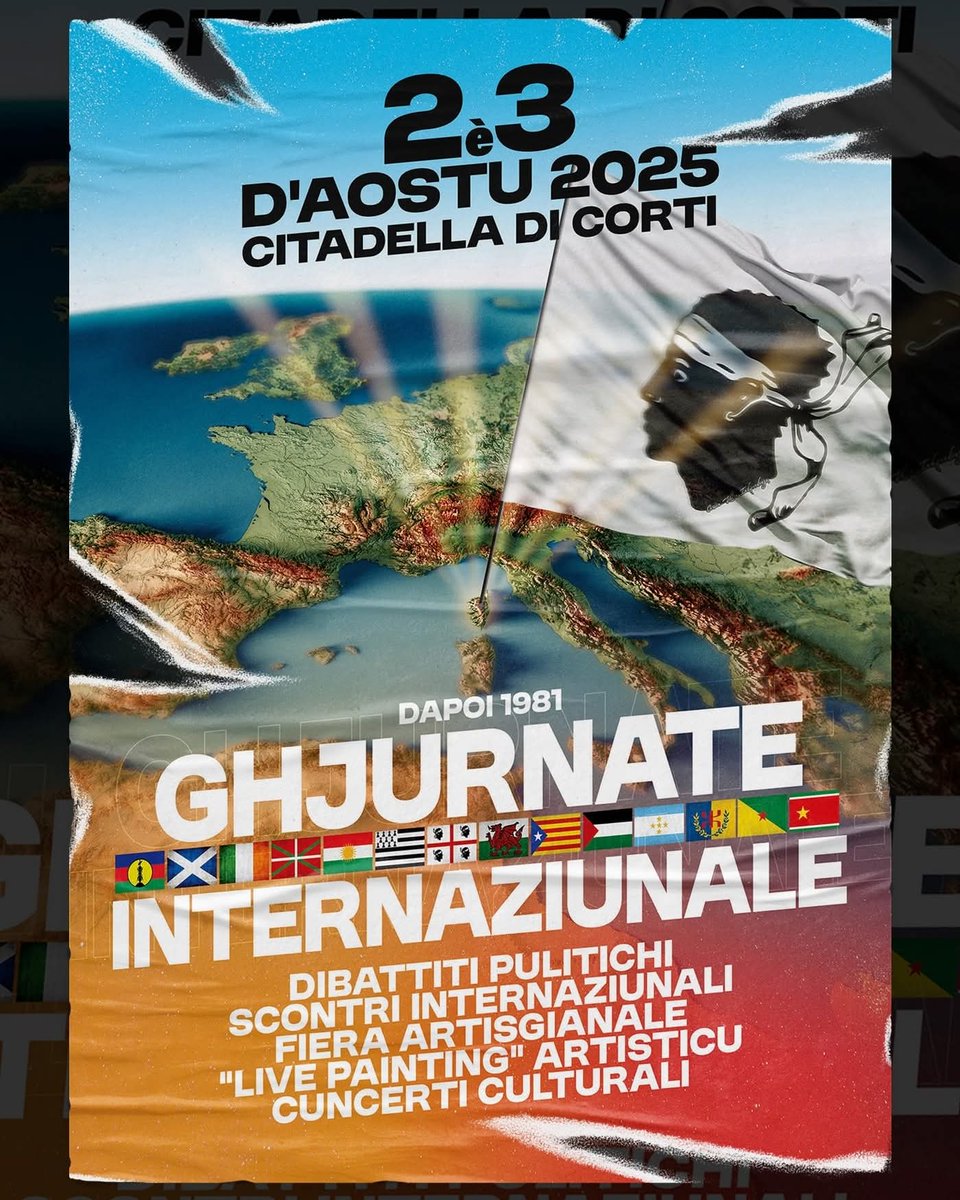 Douar Ha Frankiz sera présent à la citadelle de Corte pour les Ghjurnate Internaziunale du 2 et 3 août 2025.

Nous vous invitons nous rejoindre à ces journées internationales de Corte et par la même occasion à venir nous rencontrer.

Douar ha Frankiz
Douarhafrankiz.bzh