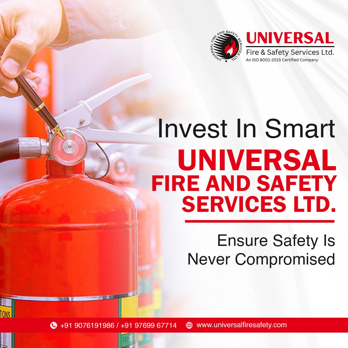 Universal_FSSL's tweet image. 🔥 Invest Smart. Stay Safe.
At UNIVERSAL FIRE AND SAFETY SERVICES LTD, we ensure safety is never compromised.
👉Contact Us For More Info:
+91 9076191986 / +91 97699 67714
sales@universalfiresafety.com.
#FireProtectionSystem #FireDetectionSystem #FireAlarmSystem