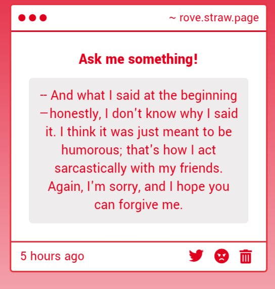 ROVE_P4RODY's tweet image. ///It&apos;s ok, really. You&apos;re oomf, and I know you&apos;re only joking. Ngl tho you almost had me at first...