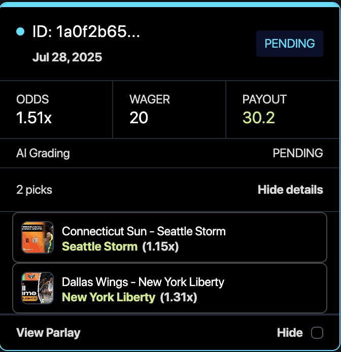 CarquetE's tweet image. Just placed a parlay using @ClutchMarkets ON APECHAIN