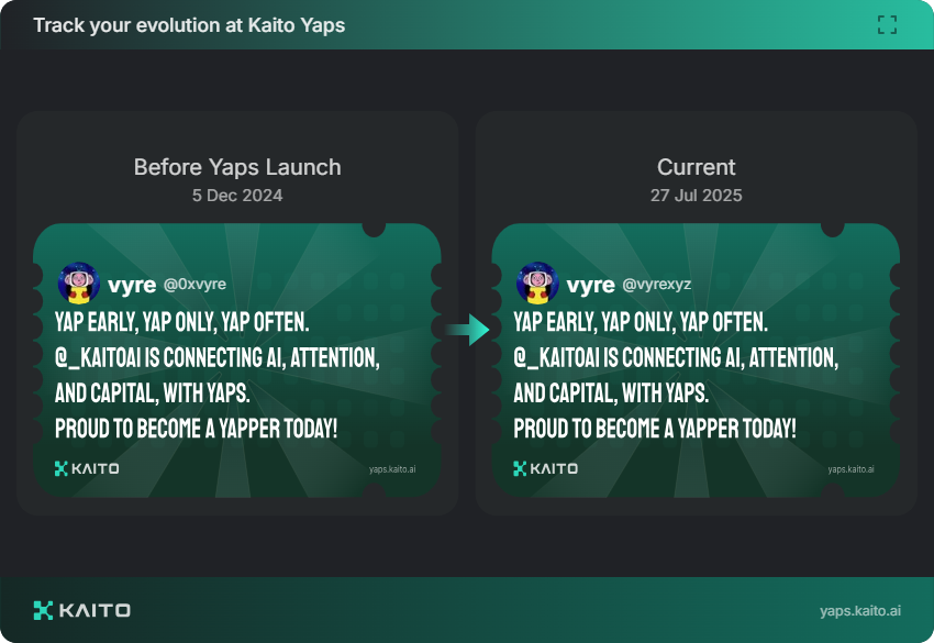 When will my <a href="/KaitoAI/">Kaito AI 🌊</a> social card change? 

yaps.kaito.ai/referral/12531…