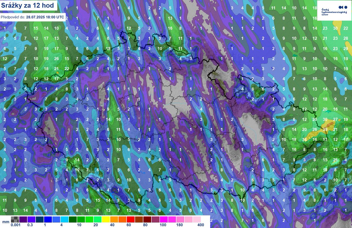 CHMUCHMI's tweet image. 🌧Předcházejících 24h přineslo vydatné srážky zejména do oblasti Jeseníků a Beskyd, kde se ojediněle úhrny pohybovaly kolem 105 mm.

🌦 Během dnešního dne budou srážky na severovýchodě postupně slábnout. Na ostatním území bude oblačno, zpočátku místy i polojasno. Ojediněle a…