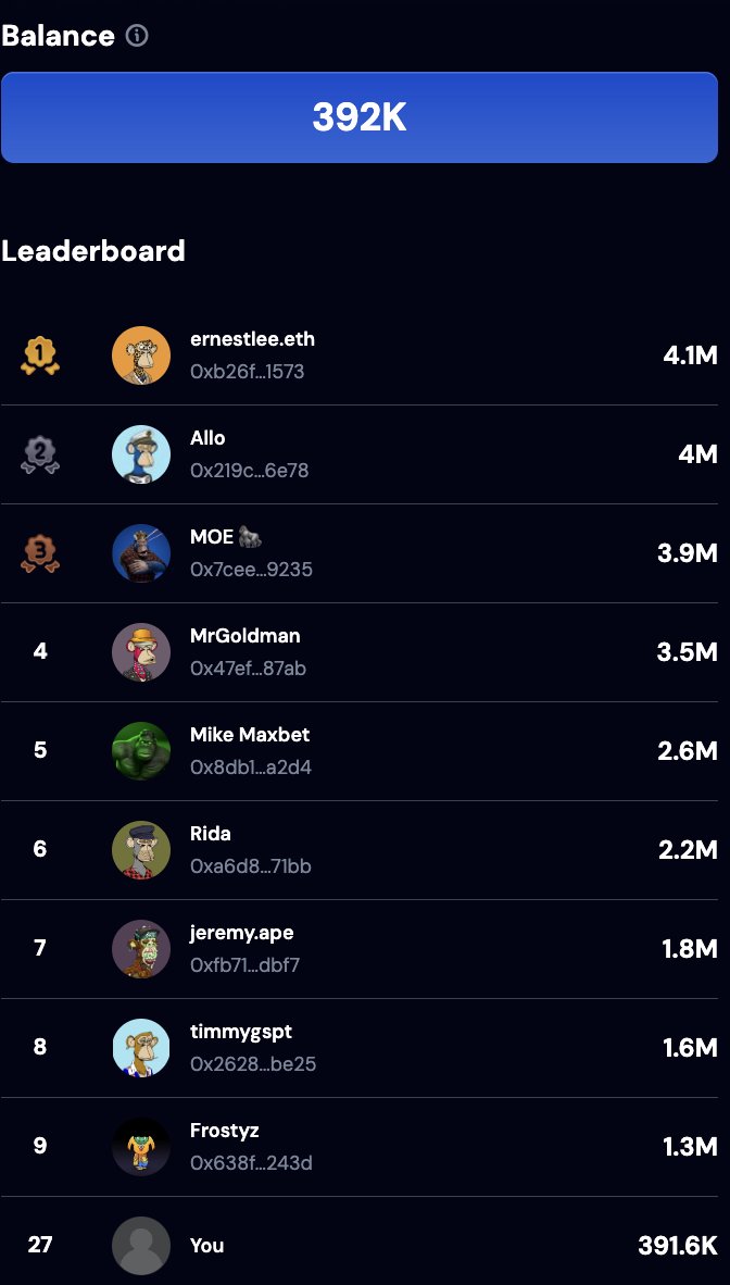 CarquetE's tweet image. Apechain Spotligt round 2 is about to end, did you delegate your points to your favorite communities ?
Probably gonna make it top 50 as I did last round, maybe even a bit higher than last time (#43), am I gonna be lucky enough to hit the 1/100 BAYC raffle?
Apechain on top!