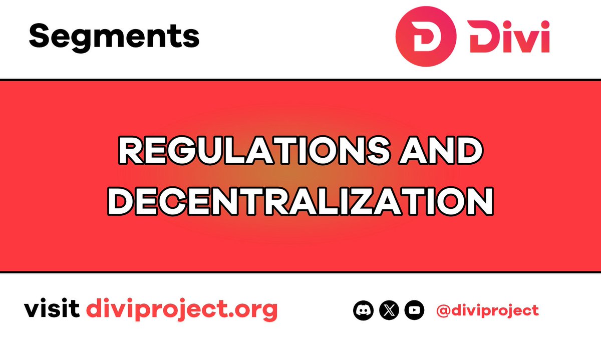 DiviProject's tweet photo. 𝗗𝗶𝘃𝗶 𝗦𝗲𝗴𝗺𝗲𝗻𝘁𝘀 🗞️ 

📜 Regulations and Decentralization
🔗 https://t.co/uxpvHT6VI1

#DiviSegments $Divi #Crypto #Regulations https://t.co/TPuVwVx5qY