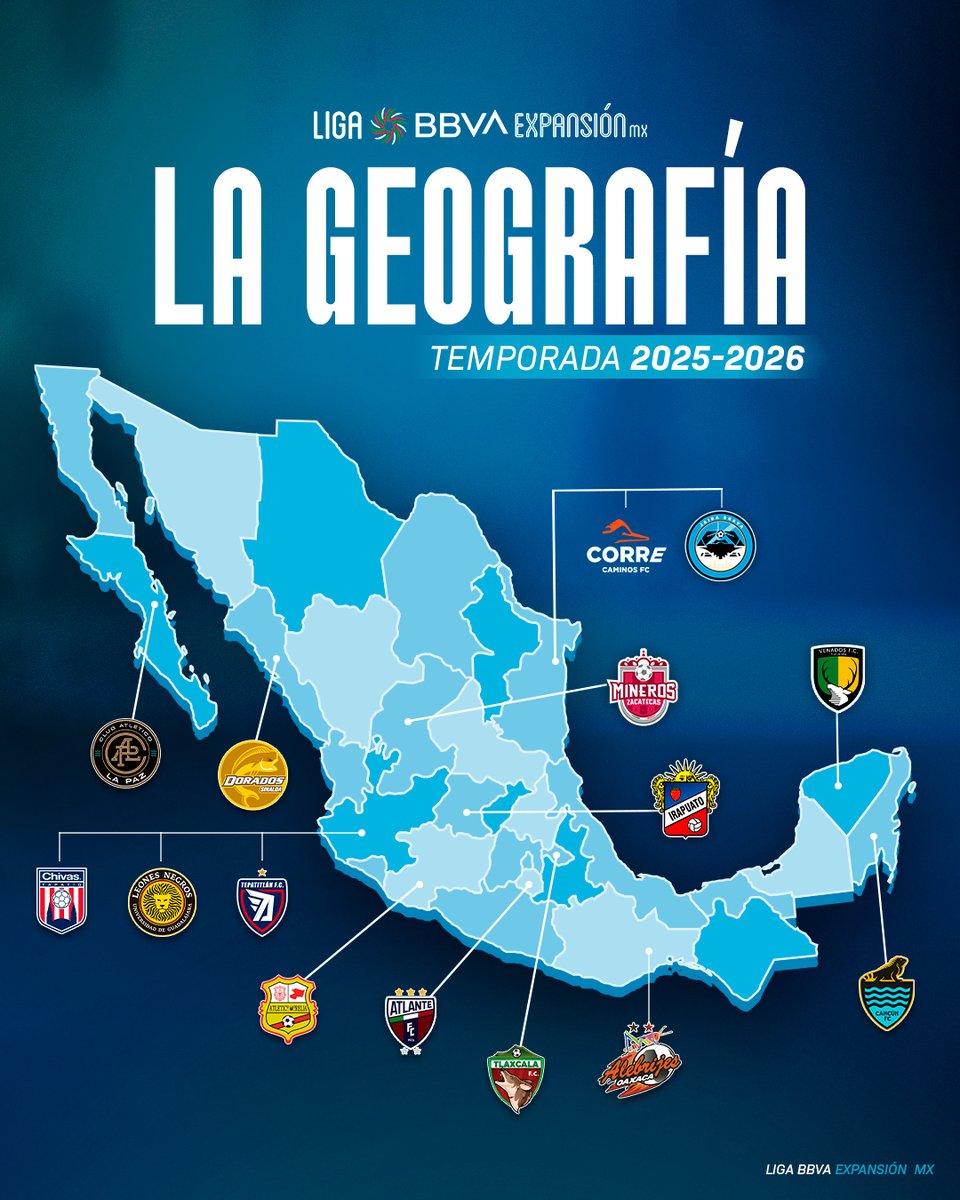 mluiscastillo's tweet image. Así se reparten por el país los 15 equipos de esta temporada de la @LigaMXExpansion 🏆🇲🇽