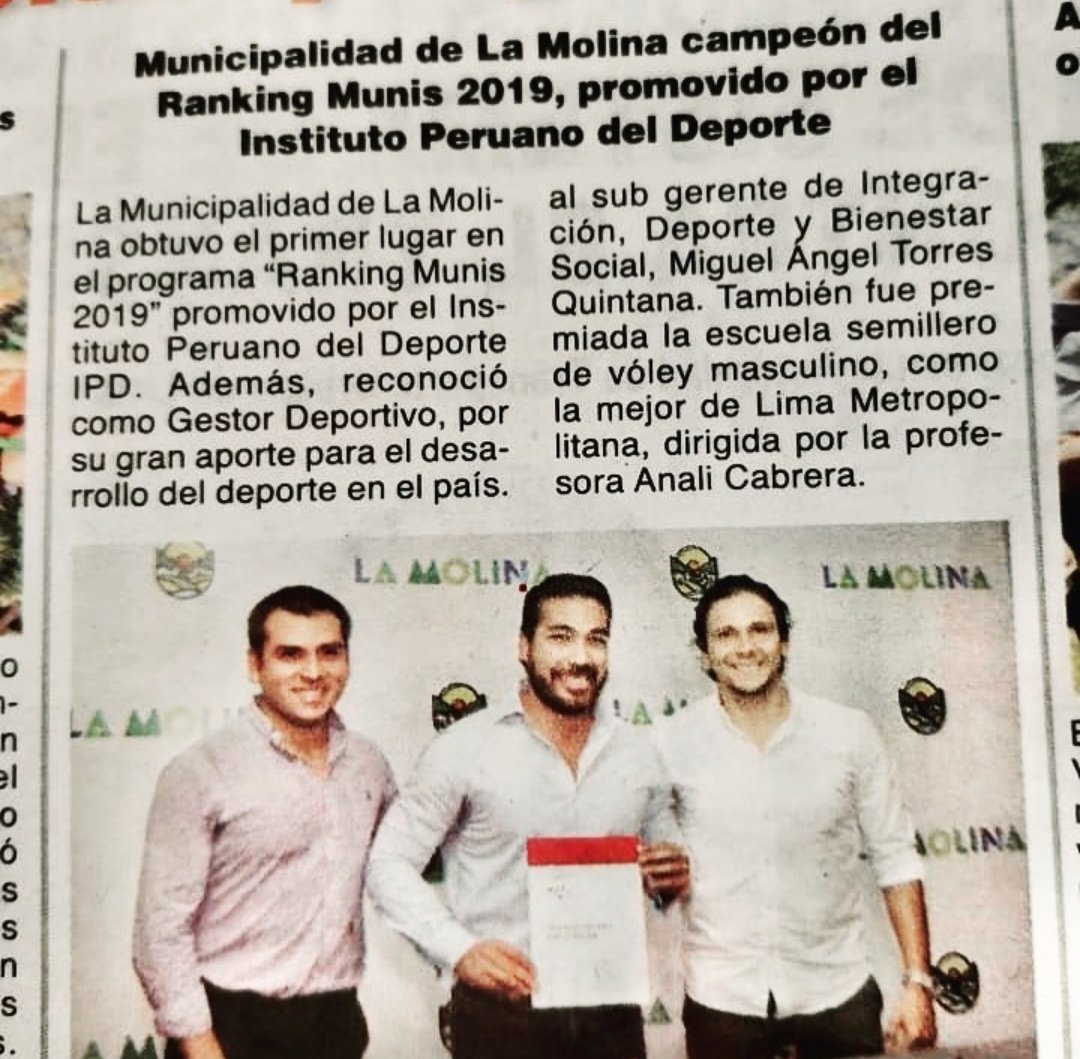 adrianstats's tweet image. Miguel Ángel Torres trabajaría como encargado del área de deportes de la Municipalidad de la Molina desde el 2019. No desde el 2020 como indica en su CV.
@SUNATOficial @MariluAybar