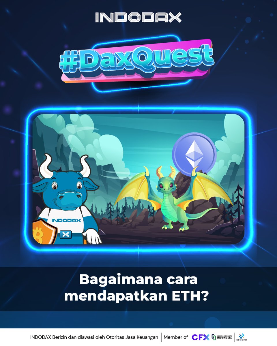 Yuk ikutan #DaxQuest! Ada hadiah Rp9,2 juta dalam bentuk BTC, XRP, ADA, SOL, atau ETH untuk 46 pemenang!

Cukup jawab di kolom komentar, bagaimana taklukkan naga yang menjaga koin ETH?

Ikuti syarat ketentuan lainnya juga ya😉

#INDODAX #AsetMasaDepan