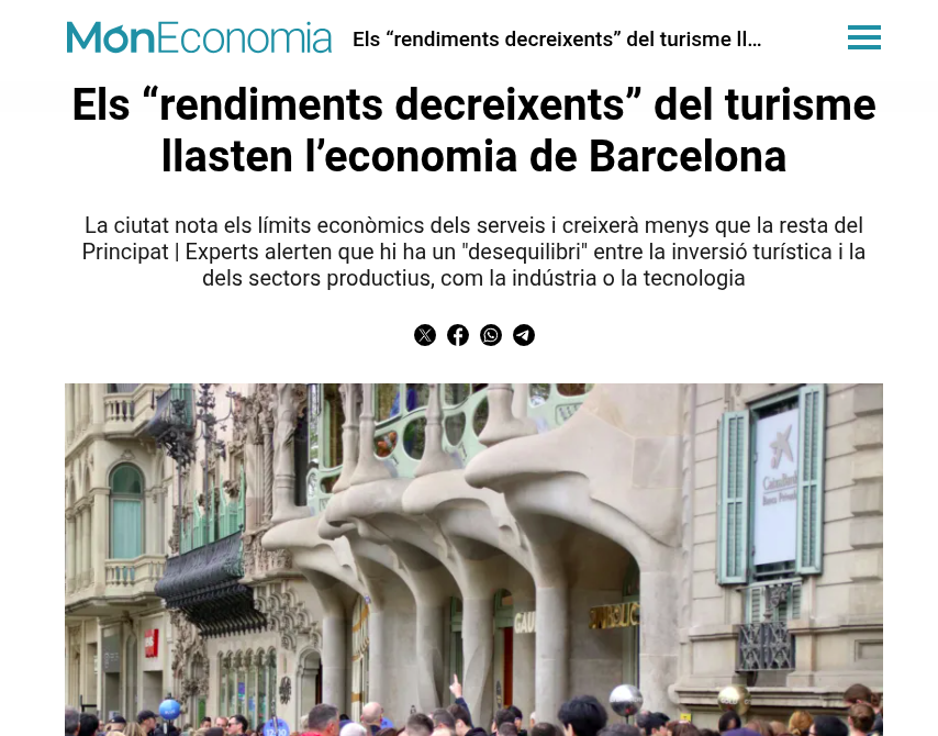 AssBarrisDT's tweet photo. Promoció pública constant del turisme, sector amb:
-infinitat d'impactes negatius
-redistribució ínifima
-sous de misèria
-desplaçament d'altres sectors econòmics menys nocius, amb més redistribució i més retorn
#ProuTuristització #DecreixementTurístic JA!
https://t.co/f93yWo24Vg https://t.co/3o6huFY6s5