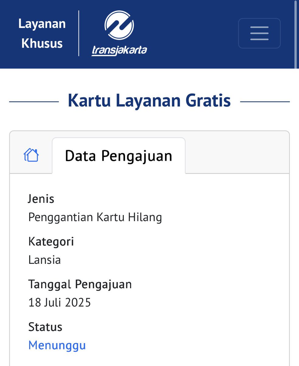 silvercannary's tweet photo. @PT_Transjakarta proses penggantian kartu layanan gratis yg hilang berapa lama ya? Saya sudah ajukan penggantian kartu hilang di web dari 18 Juli tapi statusnya tidak ada perubahan. https://t.co/9fE9ARCpe0