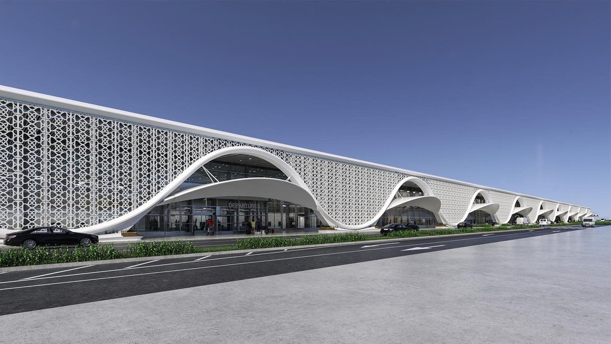 So happy on airport upgrade. Half my youth worked there, very happy the facade uses one of the oldest traditions art forms. bUT! Few mins disrupting operations for political stunts costs millions and backlog throughout the industry!Congrats airport development team.