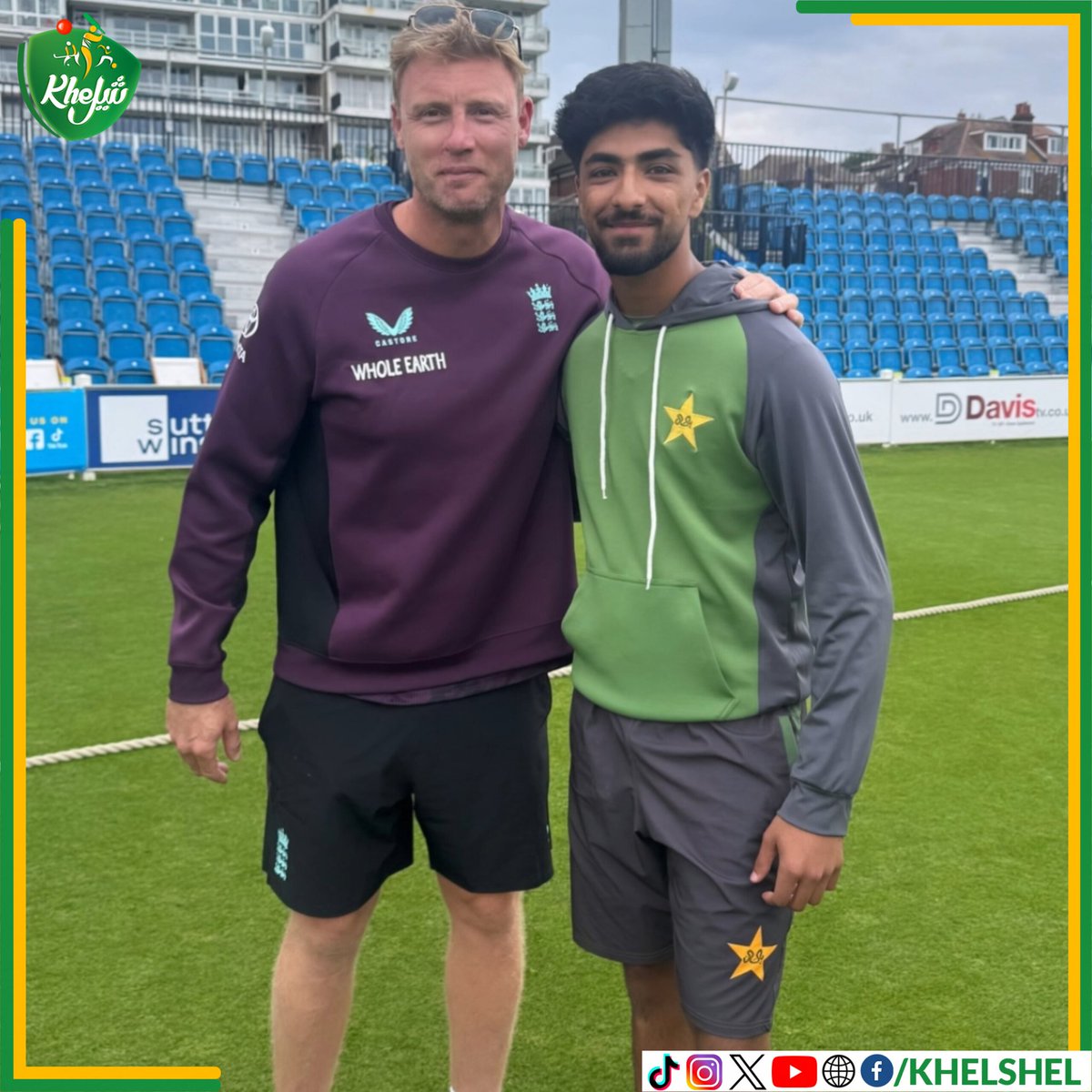 khelshel's tweet image. Pakistan Shaheens player Shamyl Hussain met England's legend Andrew Flintoff in Hove after winning the series against Professional County Club Select XI.
#Cricket | #Pakistan | #ShamylHussain | #AndrewFlintoff | #Hove | #England