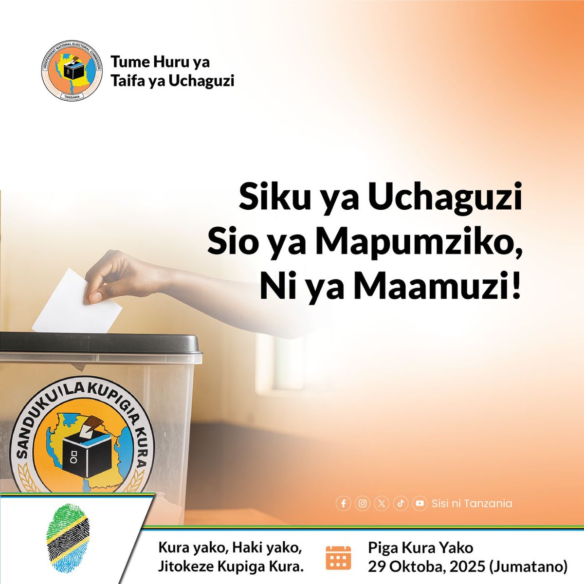 nascdigital255's tweet photo. Kupiga kura ni haki yako ya Kikatiba jitokeze kupiga kura mwaka 2025.
#mslac https://t.co/OcGBbnVNjm