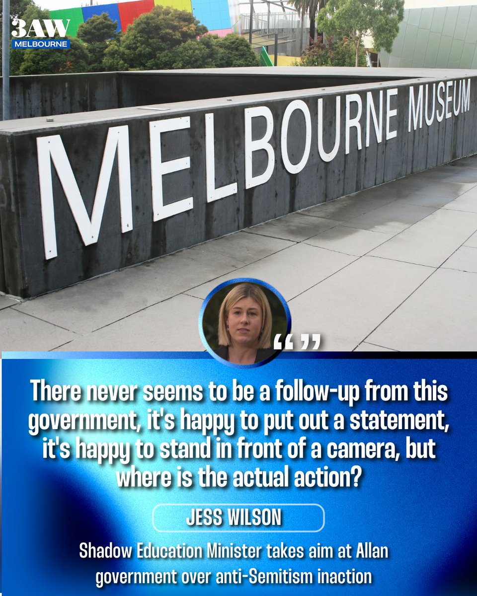 3AW693's tweet image. She's also questioned what the Department of Education is doing to follow up on last week's anti-Semitic incident against primary school students.
More: nine.social/ZQZ