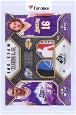 Cardfinder123's tweet image. Karl Malone and Pau Gasol 2009-10 Upper Deck SP GU Tag Team #TD-MG #1/10 Card #ad #thehobby ebay.com/itm/2361347536…