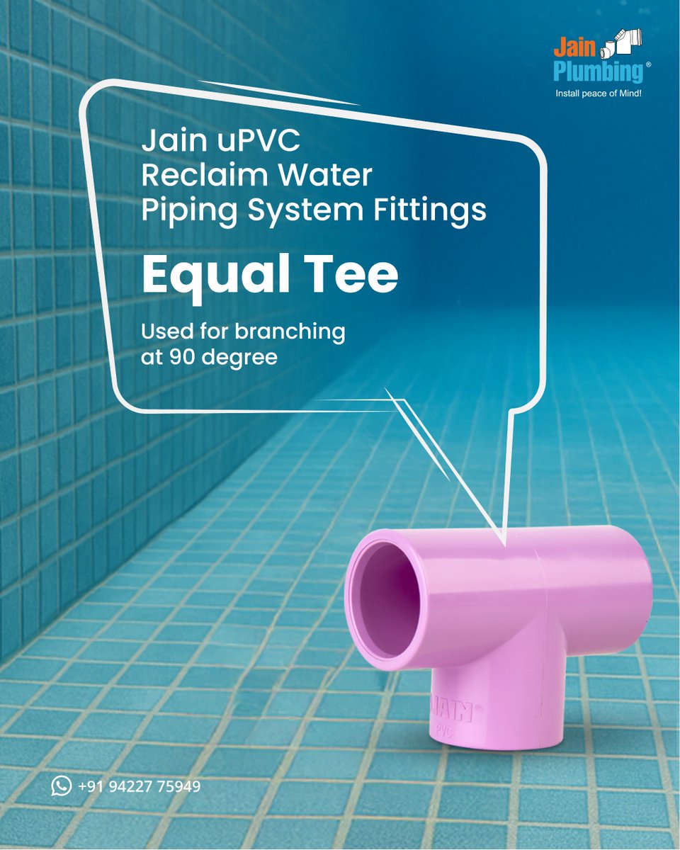 JainPlumbing (@jainplumbing) on Twitter photo 💧 Jain uPVC Reclaimed Water Piping System – Equal Tee🔧
✔️ Perfect 90° Branching for smooth, uniform flow
✔️ Leak-Proof & Corrosion-Free for worry-free performance
✔️ Lightweight & Easy to Install – saves time, effort & cost🏗️💪 💧 Jain uPVC Reclaimed Water Piping System – Equal Tee🔧
✔️ Perfect 90° Branching for smooth, uniform flow
✔️ Leak-Proof & Corrosion-Free for worry-free performance
✔️ Lightweight & Easy to Install – saves time, effort & cost🏗️💪