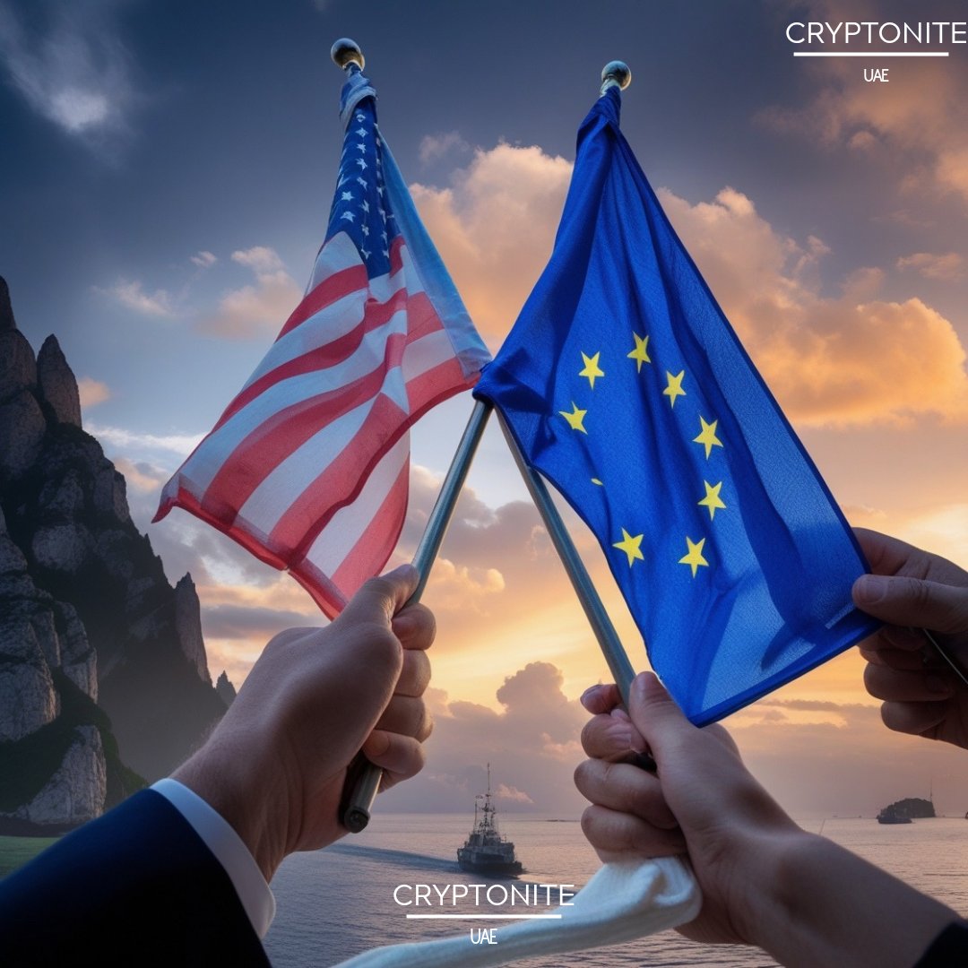 CryptoniteUae's tweet image. Huge news for global trade! 🇺🇸🇪🇺 US &amp;amp; EU leaders just announced a new trade agreement with a 15% tariff on most EU exports to the US, averting much higher threats. This aims to stabilize markets &amp;amp; foster cooperation. Good for everyone!

#ustrade #EUTariffs #TradeDeal #tarrifs…