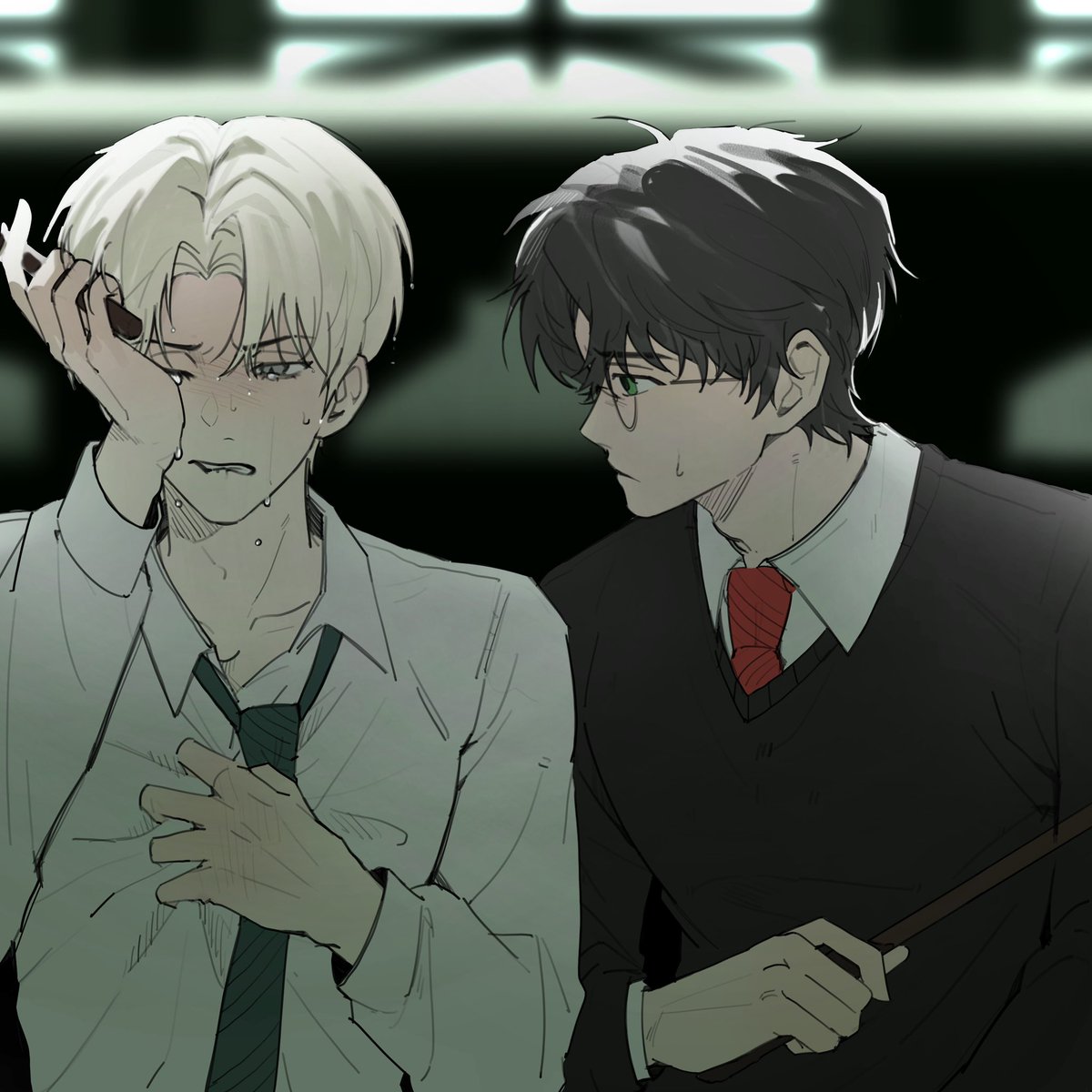 teal__apple's tweet image. 머틀의 화장실에서 

#hpdm #drarry