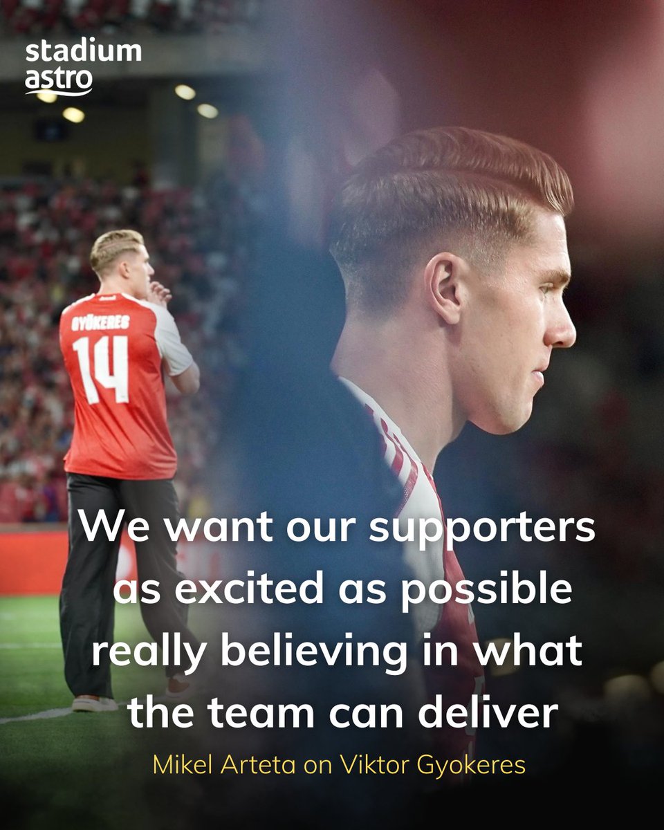 stadiumastro's tweet image. Mikel Arteta is hopeful Viktor Gyokeres will make a positive impact at Arsenal.
The final piece of the puzzle?