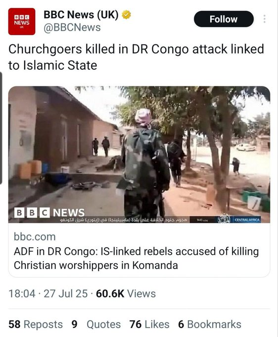ChrisBellNor's tweet image. I Kongo blir forsvarsløse kristne systematisk henrettet av islamister i Allahs navn.
Hadde det vært omvendt hadde det vært store overskrifter om folkemord og holocaust i alle verdens medier.
Verdt å huske på at et stort flertall av journalister er sosialister og kommunister.