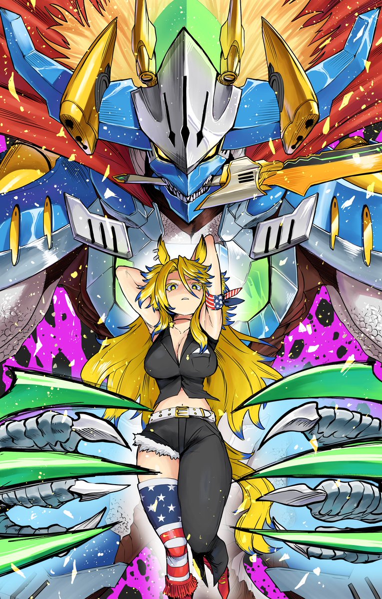 AMIk0824's tweet image. skeb納品しました、オベイユアマスターとドギラゴン剣ですねぇ