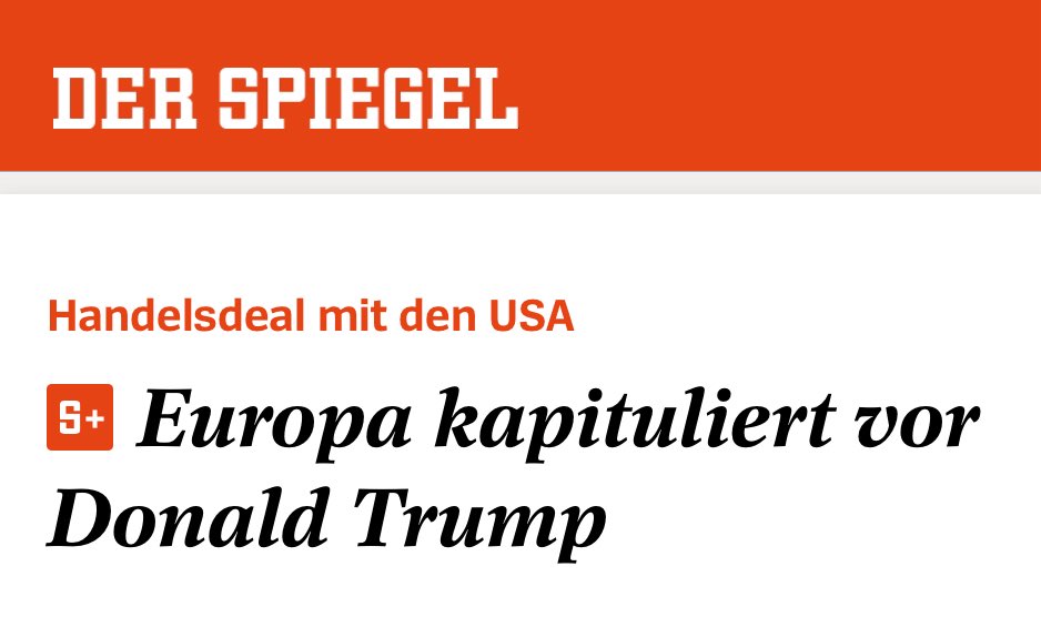 CWRoehl's tweet image. Viele Kommentare kritisieren den EU-Deal mit Trump als „Kapitulation“ – aus guten Gründen. Aber was wäre los gewesen, wenn es keinen Deal, sondern einen offenen Handelskrieg gegeben hätte?
Es ist der beste Deal, den die EU haben konnte – weil sie zu schwach ist, um gegenüber den…
