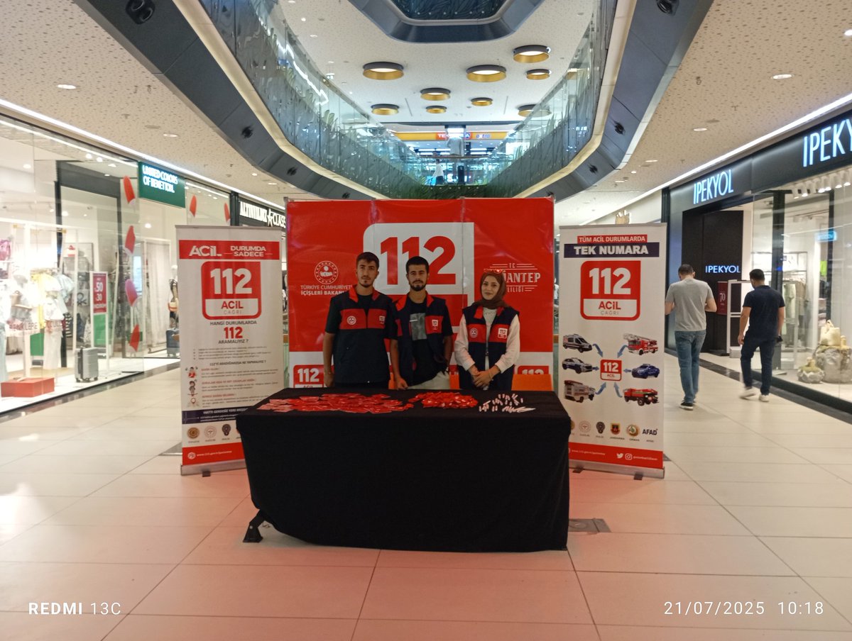 Gaziantep 112 Acil Çağrı Merkezi (@gaziantep112acm) on Twitter photo Primemall AVM içerisinde kurulan tanıtım standında hafta boyunca vatandaşlarımıza 112 Acil Çağrı Merkezi hakkında bilgi verip tanıtım broşürü dağıtımı gerçekleştirildi.
@tcicisleri
<a href="/112acilcagri/">112 Acil Çağrı</a>
<a href="/primemallgzntp/">Primemall Gaziantep</a> Primemall AVM içerisinde kurulan tanıtım standında hafta boyunca vatandaşlarımıza 112 Acil Çağrı Merkezi hakkında bilgi verip tanıtım broşürü dağıtımı gerçekleştirildi.
@tcicisleri
<a href="/112acilcagri/">112 Acil Çağrı</a>
<a href="/primemallgzntp/">Primemall Gaziantep</a>