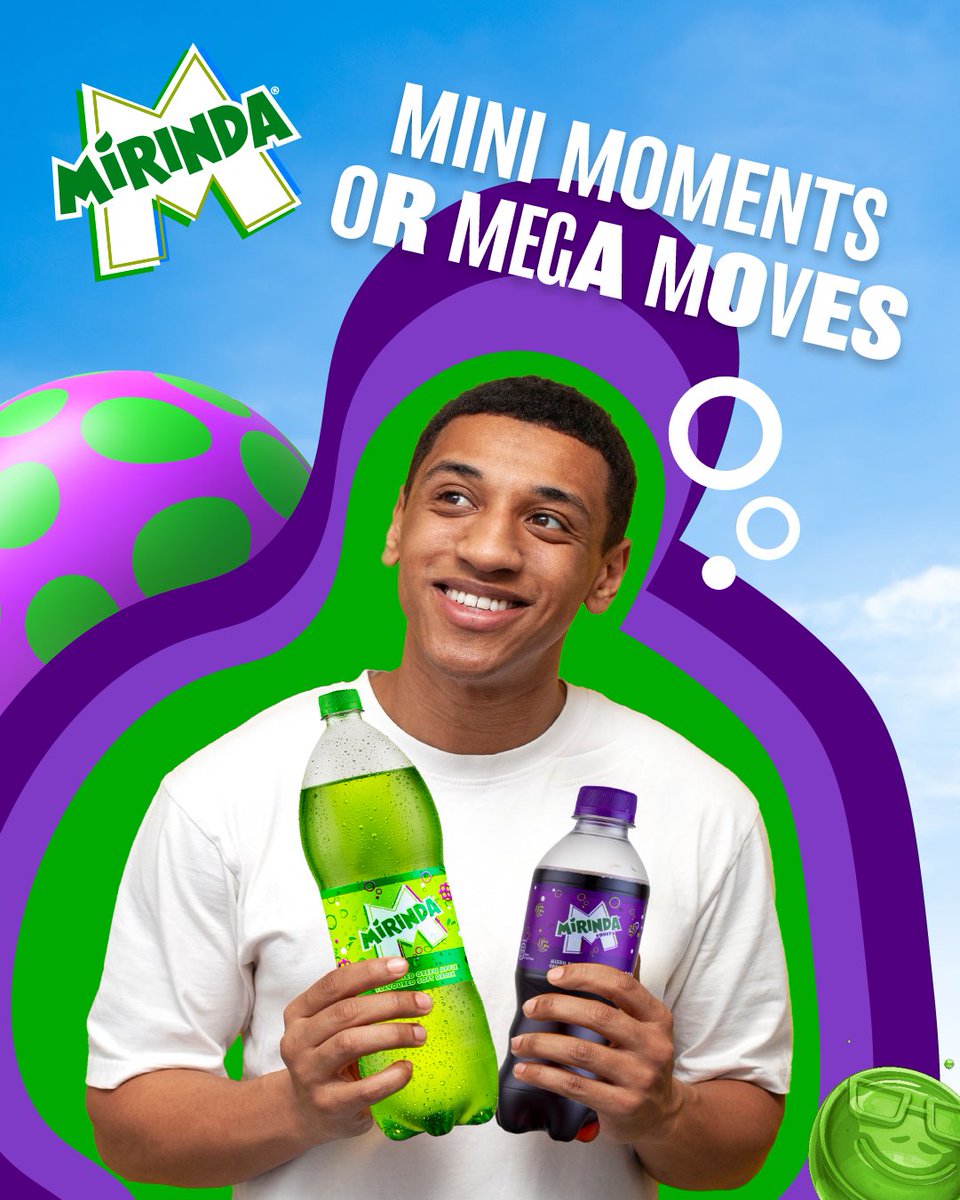 Mini moments? Mega moves?
Mirinda’s got the flavor for every moment!

Grab yourself one to start the week. 

#Letsgetflavoured #Flavourthatslaps