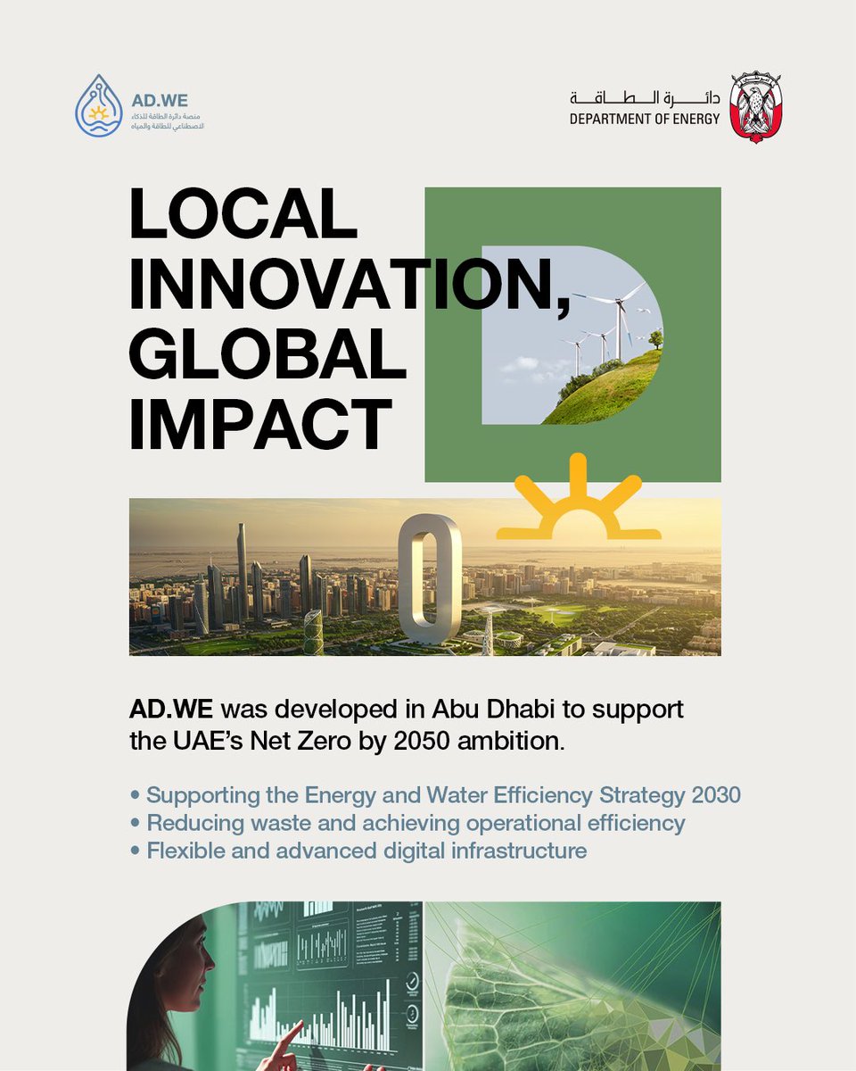 Emirati technology with a global impact.
AD.WE aligns with sustainability goals and supports Abu Dhabi’s Energy and Water Efficiency Strategy.
#ADWE #AbuDhabi #DoE #UAE #AI