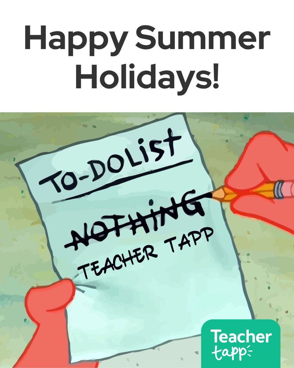 TeacherTapp's tweet image. Happy Summer, Tappers! ☀️
We hope your to-do list is looking a lot like this one 😌✏️
We’re still asking questions daily on the app, so don’t forget to check in 📲
👉 bit.ly/DownloadTeache…