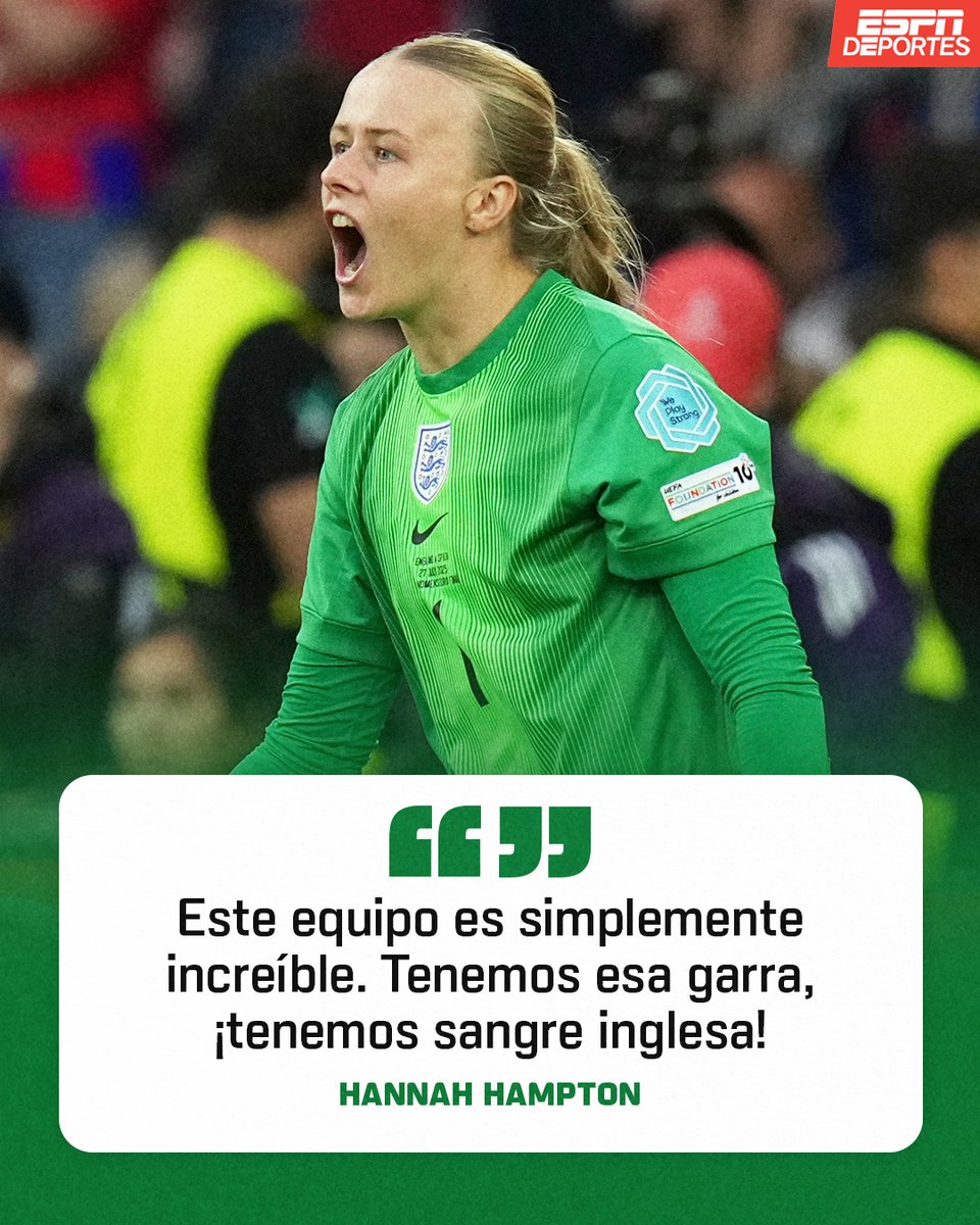ESPNDeportes's tweet image. Hannah Hampton, a la que le "recomendaron" no jugar fútbol gracias a su estrabismo, se convirtió en la heroína de las leonesas al atajar dos penales en la final de la UEFA Women's Euro 2025 👏🧤.