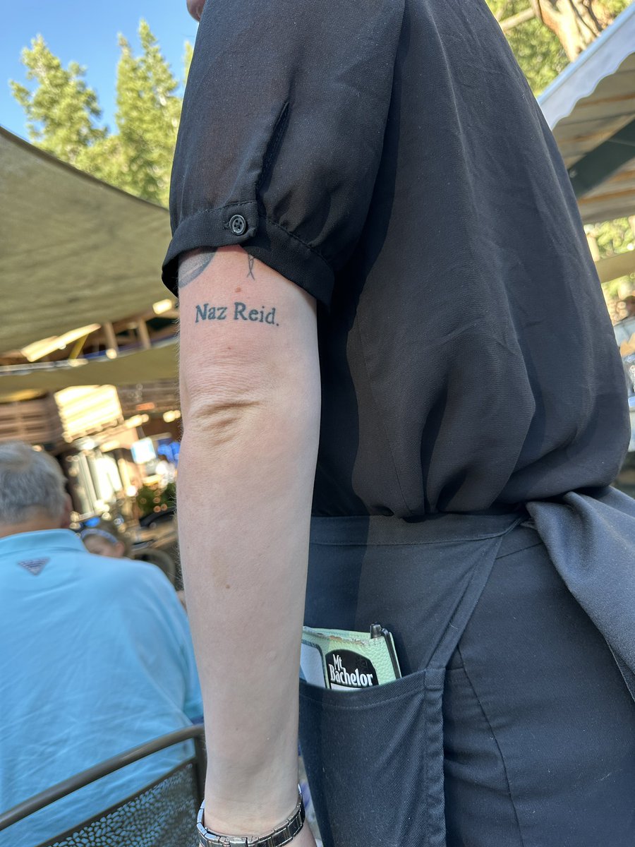 Visiting Tahoe and our waitress turned around and we literally screamed