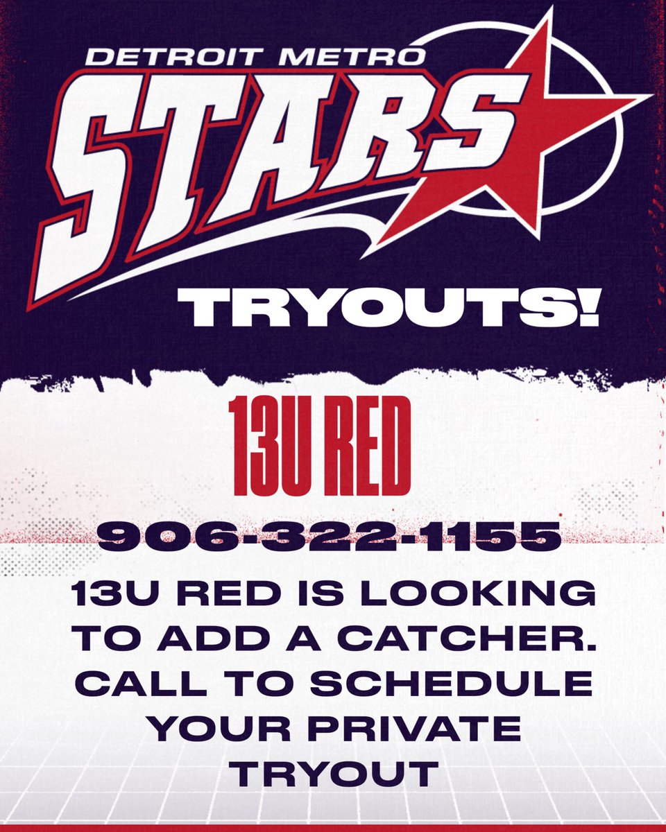 13U Red looking to add a catcher for next season. Call to schedule your tryouts.