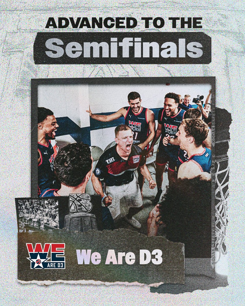 thetournament's tweet photo. BREAKING: WE ARE D3 JUST ADVANCED TO TBT’S SEMIFINALS!

@WeAreD3tbt’s incredible run CONTINUES‼️

They’ll play again on Thursday against the winner of The AfterShocks and Team HeartFIRE… TWO WINS AWAY FROM $1MILLION! https://t.co/picKzHBas7