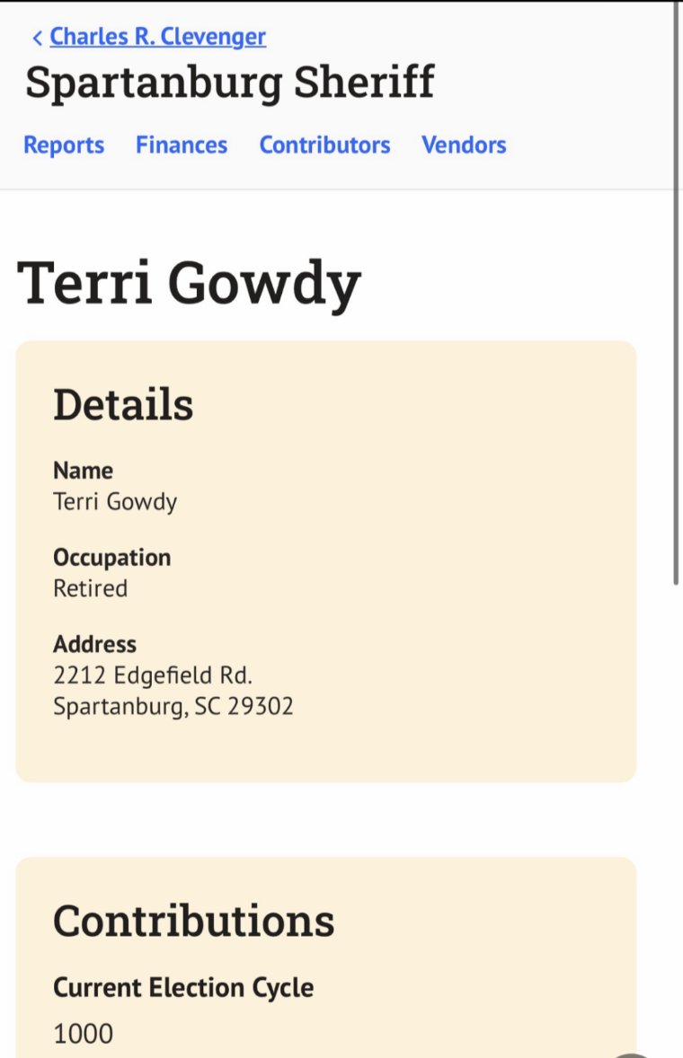 BennastixQ's tweet image. So, Trey swoops into Spartanburg County SC to give the corrupt sheriff a heads up on upcoming indictments, then his wife donated to the good ole boy coroner sheriff campaign 👀
Nothing to see here!!!