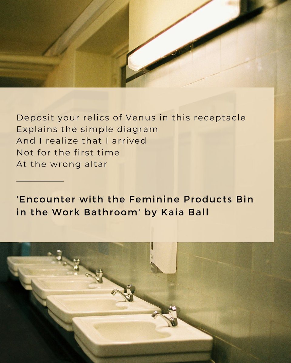 This week we’ve published Kaia Ball’s brilliant poem ‘Encounter with the Feminine Products Bin in the Work Bathroom’.

Read more: enbylife.net/2025/07/28/enc…