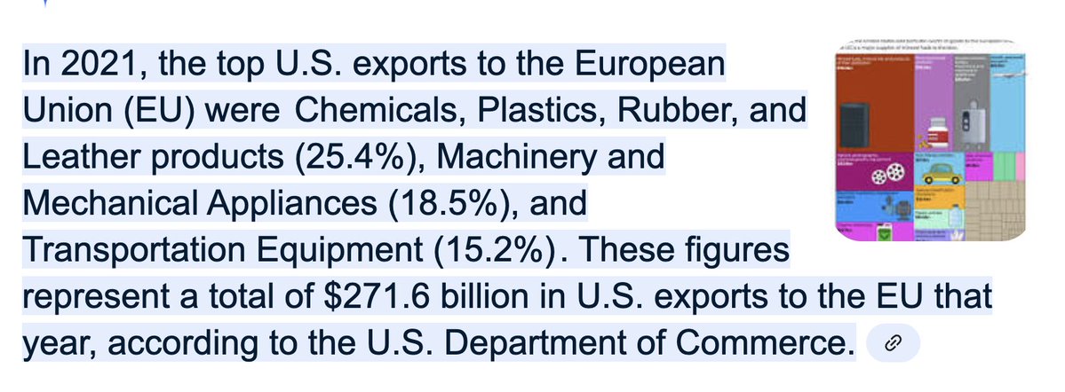 postdiscipline's tweet image. OK more America arms & fossil fuels to Europe, but how much less chemicals, plastics, rubber, leather products, machinery and mechanical appliances, and transport equipment. The American brand is sinking. Trump's not chairing the executive committee of the American bourgeoisie.