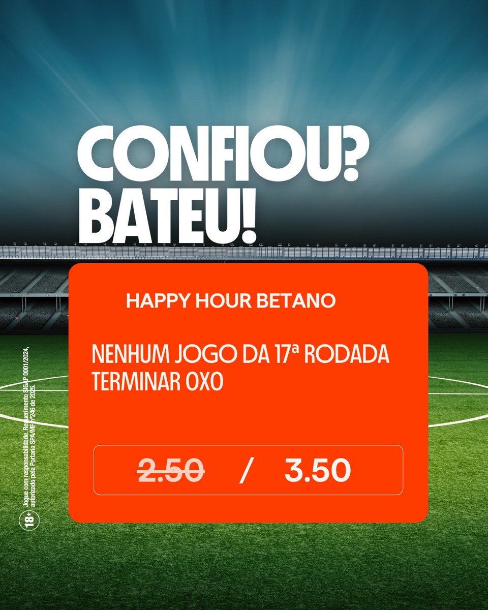 Tá virando tradição! Semana passada bateu e essa semana adivinha...BATEU DE NOVO! Pode comemorar mais uma vez, torcedor! O Brasileirão Betano é mesmo o campeonato do gol ⚽🤝
#Confia #Betano
