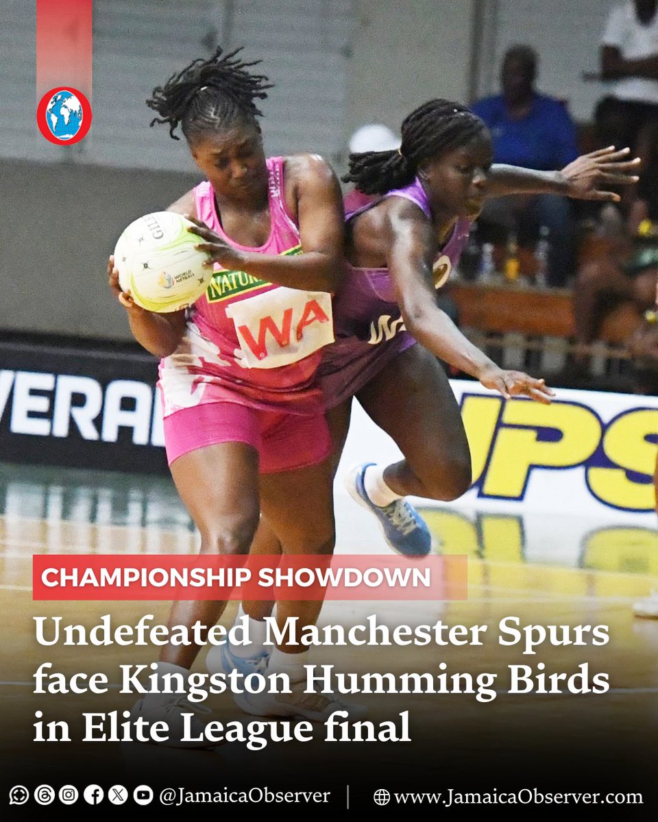 JamaicaObserver's tweet image. The stage is set for a conclusion to the 2025 Red Stripe Flavours/Netball Jamaica Elite League as the Kingston Humming Birds take on the undefeated Manchester Spurs in the championship final at the National Arena today at 5:00 pm.
jamaicaobserver.com/2025/07/27/cha…